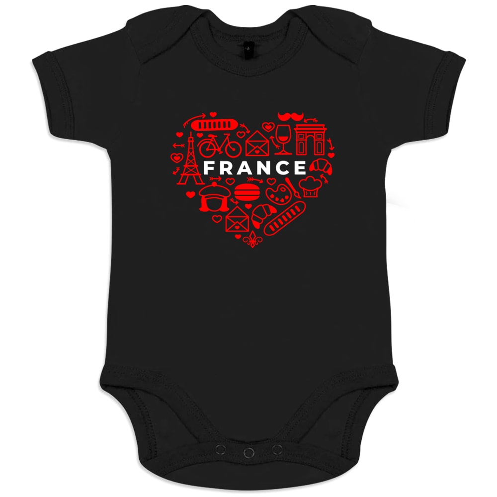 France monuments Heart Organic Cotton Baby Onesie