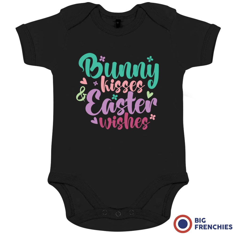 Bunny Kisses Easter Wishes Organic Cotton Baby Onesie