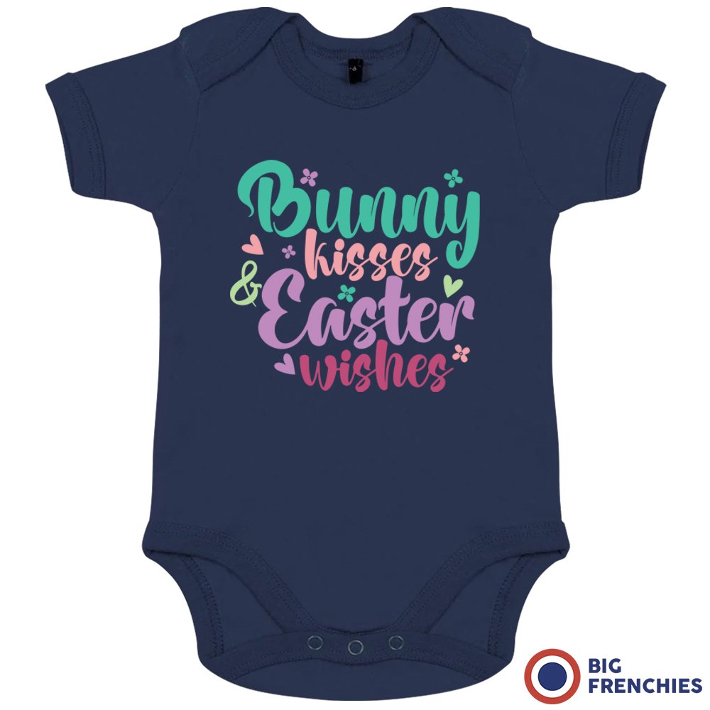 Bunny Kisses Easter Wishes Organic Cotton Baby Onesie