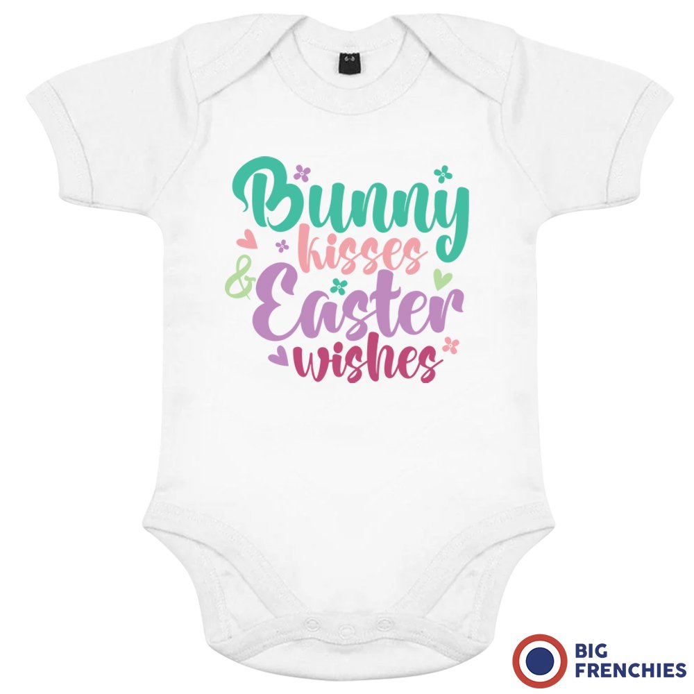 Bunny Kisses Easter Wishes Organic Cotton Baby Onesie