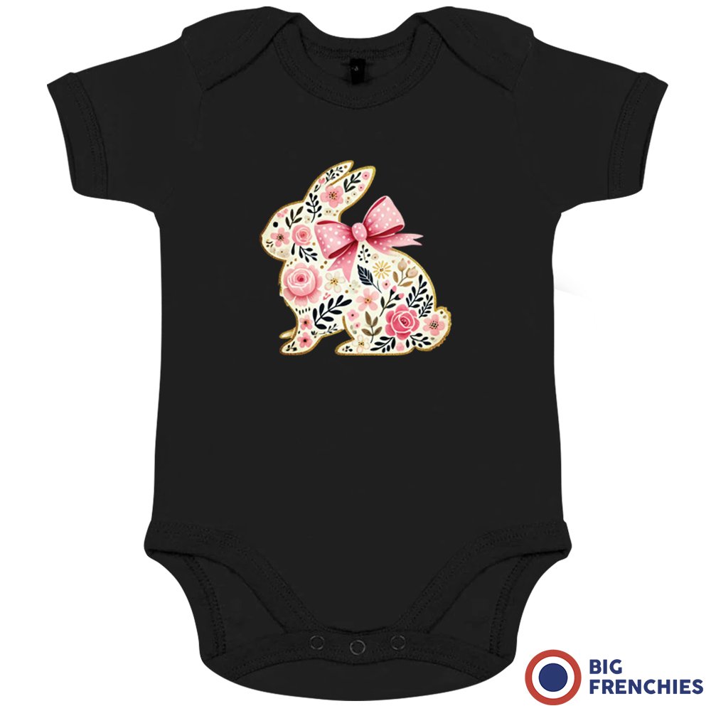 Floral Bunny Organic Cotton Baby Onesie