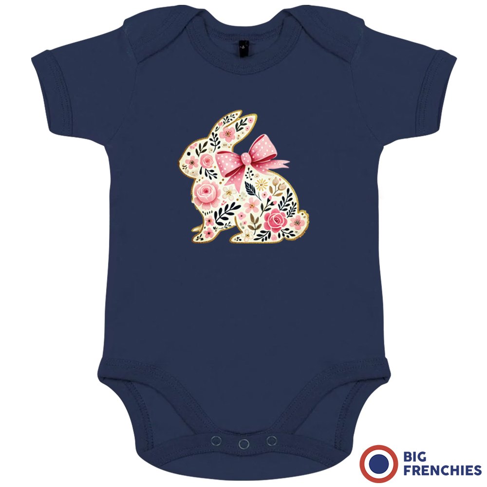 Floral Bunny Organic Cotton Baby Onesie