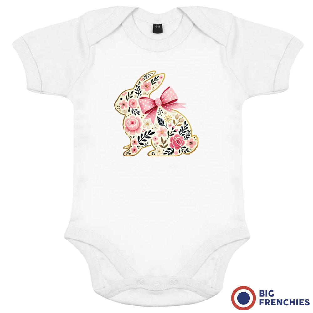 Floral Bunny Organic Cotton Baby Onesie