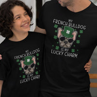 My French Bulldog Is my Lucky Charm Dad and Child Organic Cotton T-Shirts family Set (Set of 2)
