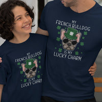 My French Bulldog Is my Lucky Charm Dad and Child Organic Cotton T-Shirts family Set (Set of 2)