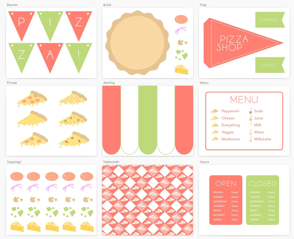 Pizza Shop Printable Dramatic Play Kit – BIG FRENCHIES