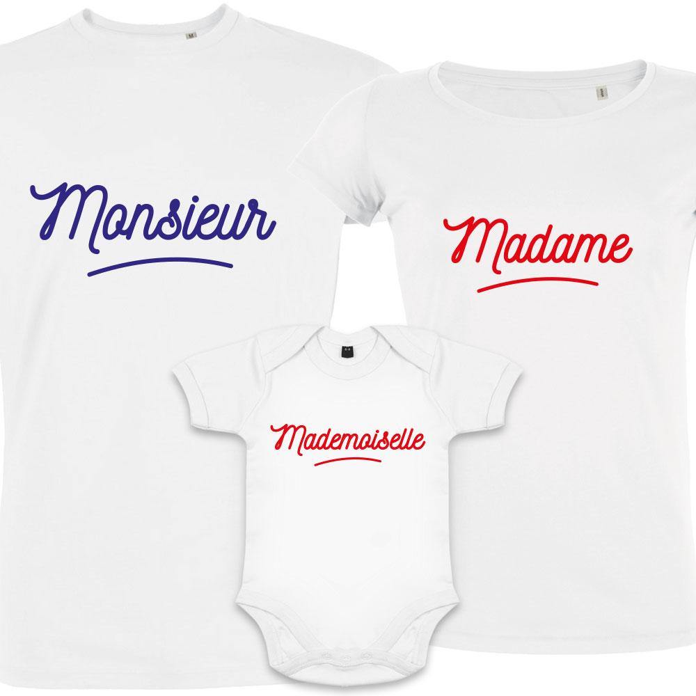 Madame Monsieur Petit Mademoiselle Matching Family Organic Tees (Set of 3) - BIG FRENCHIES