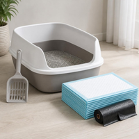 Cat litter box with scoop, puppy training pads and waste bags - Pet Litter & Cleanup