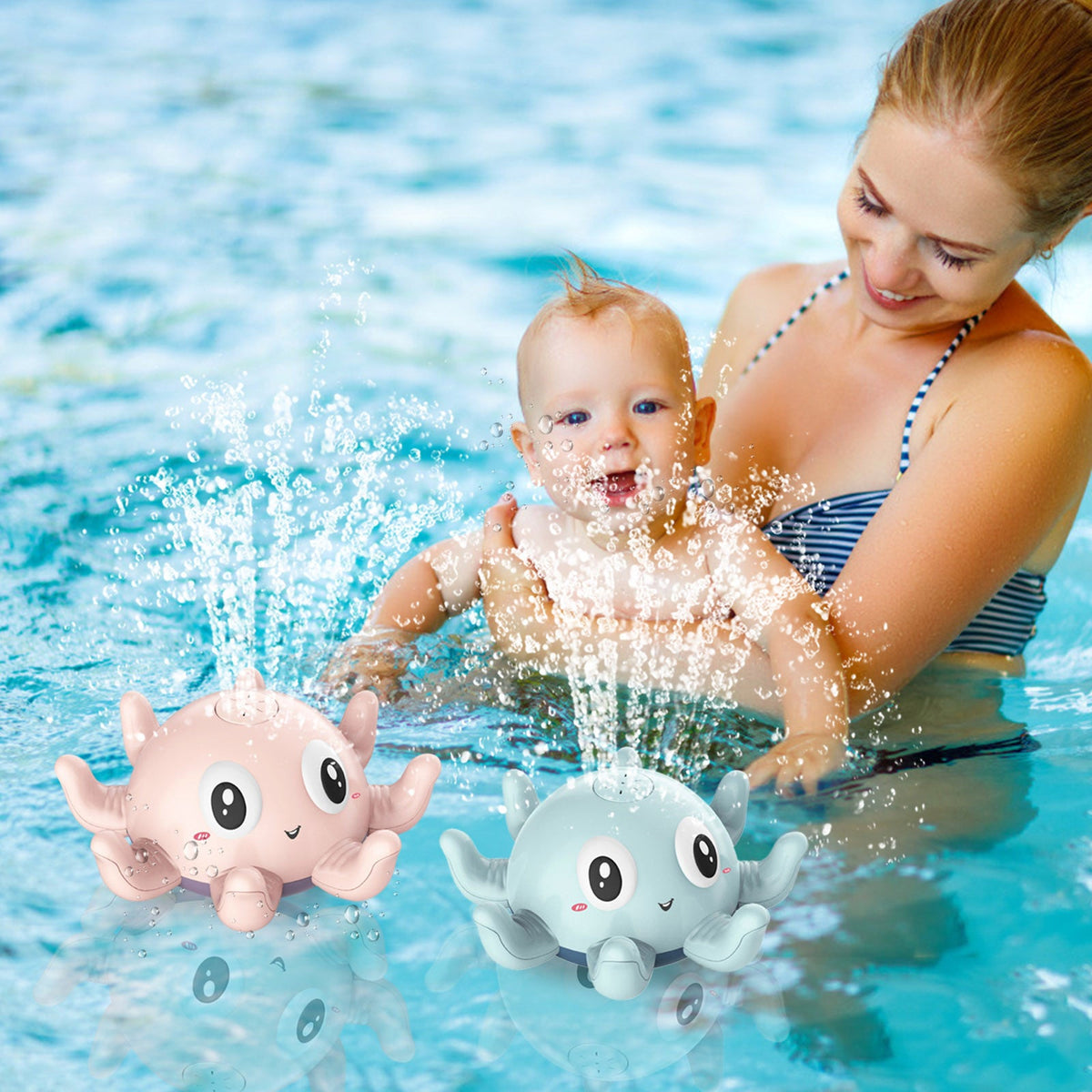 Mother and baby enjoying bath time