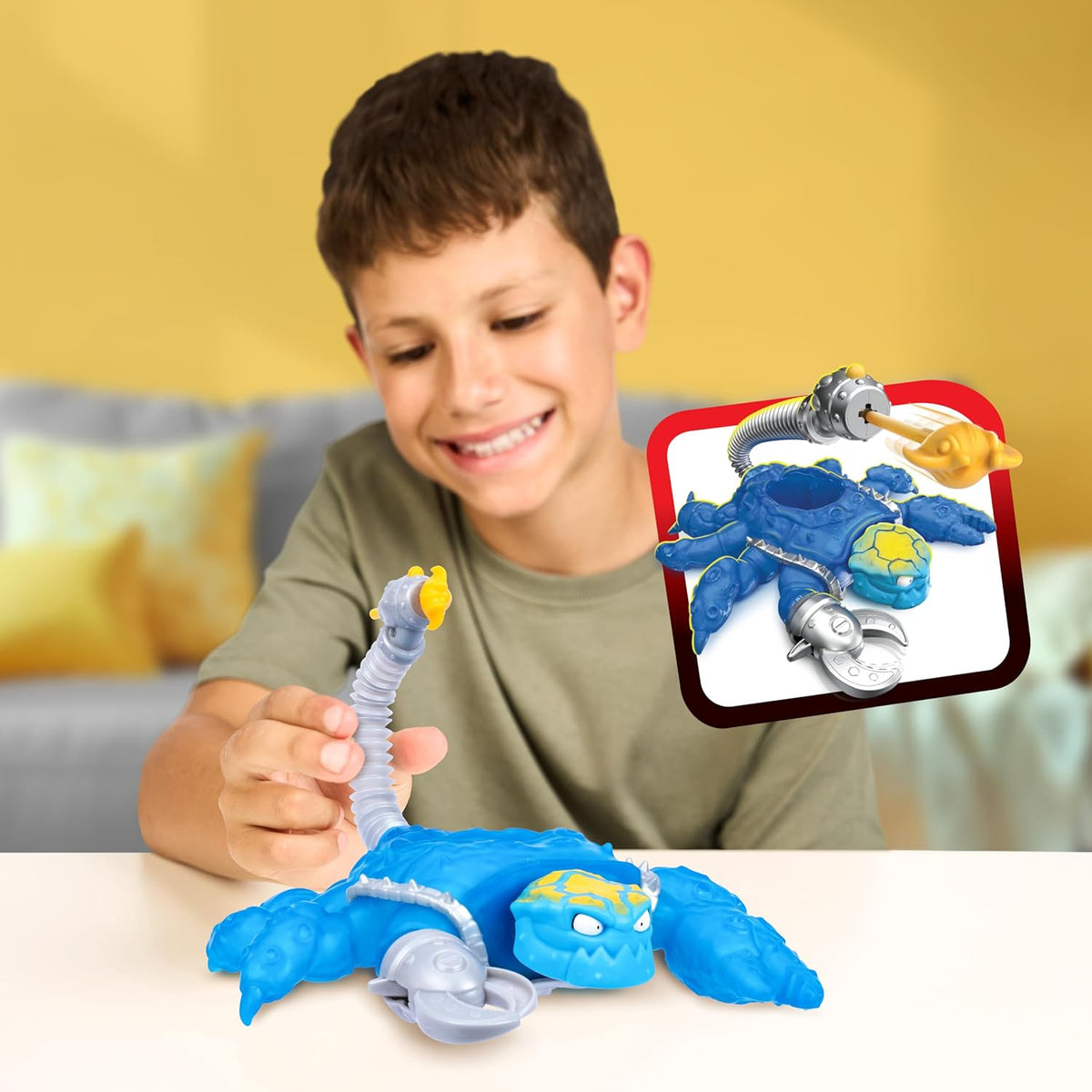 Boy playing with an action figure