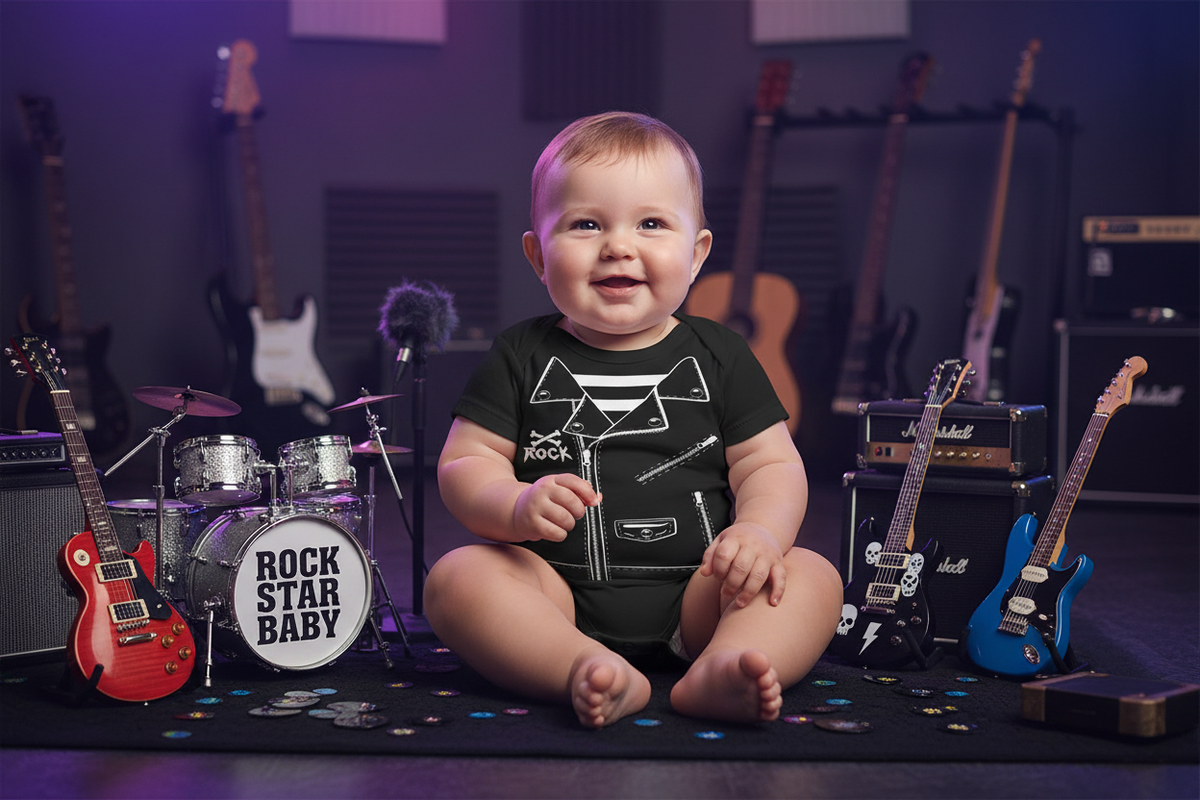 Funny Rock Star Organic Baby Onesies