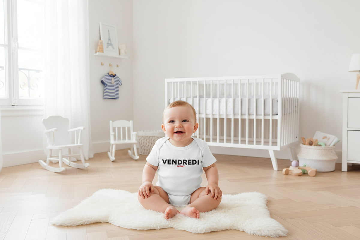 French Days of the Week Organic Baby Onesies