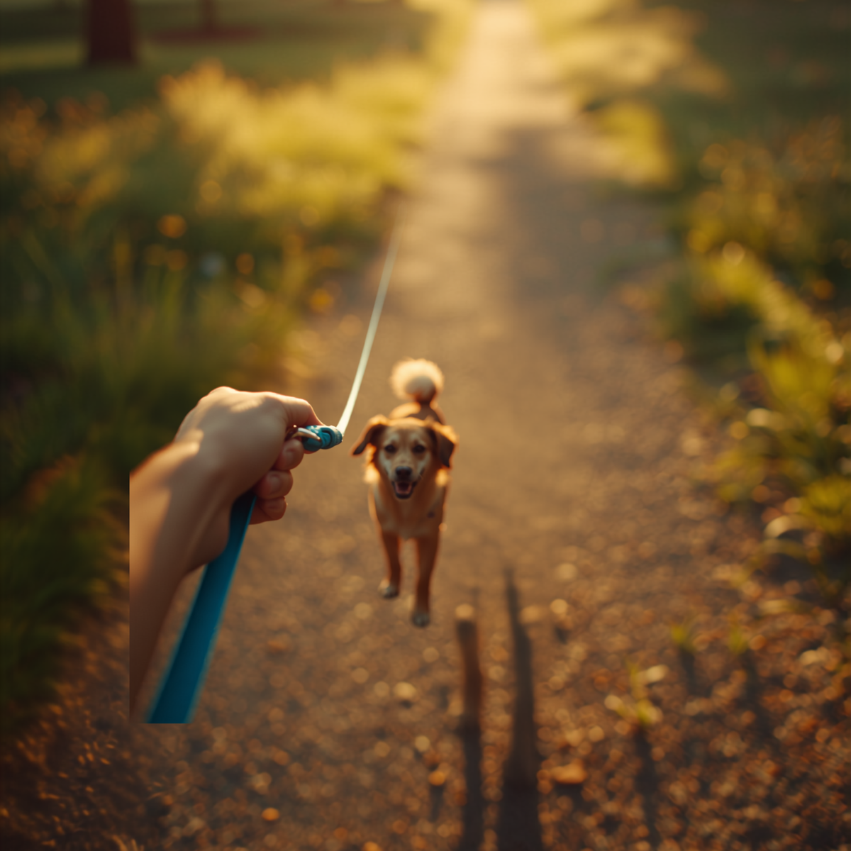 Dog walking on a leash outdoors - Pet Leashes