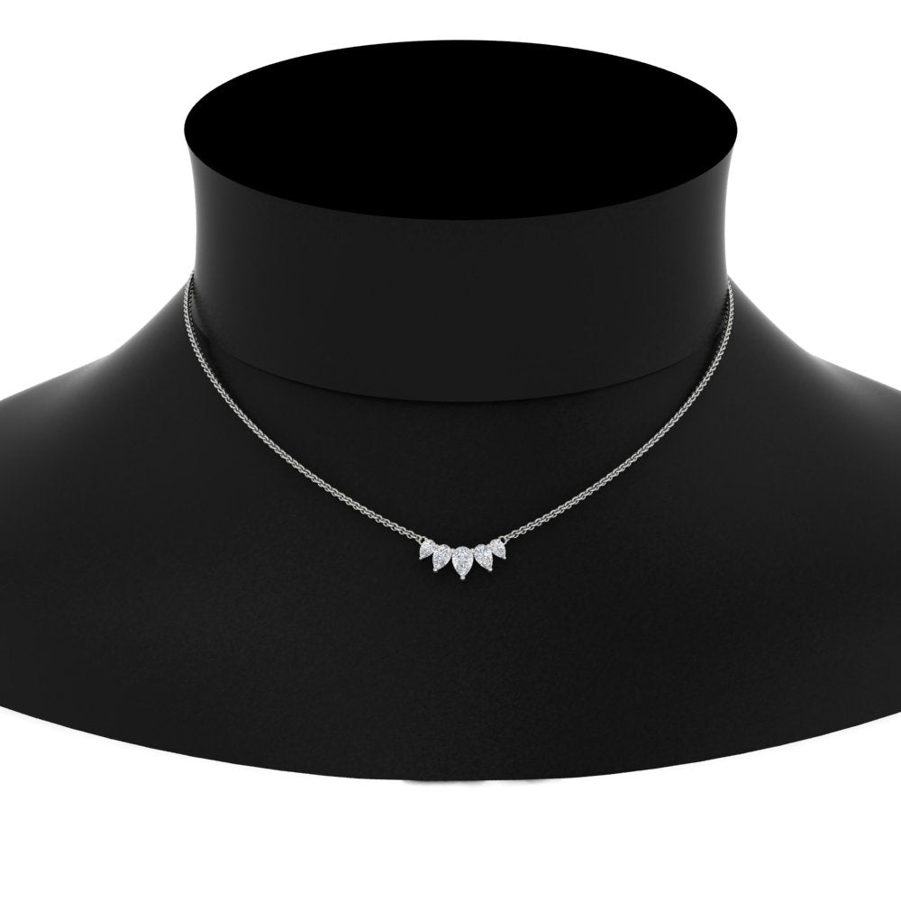 0.75 Carat 5 Stone Pear Shaped Diamond Necklace
