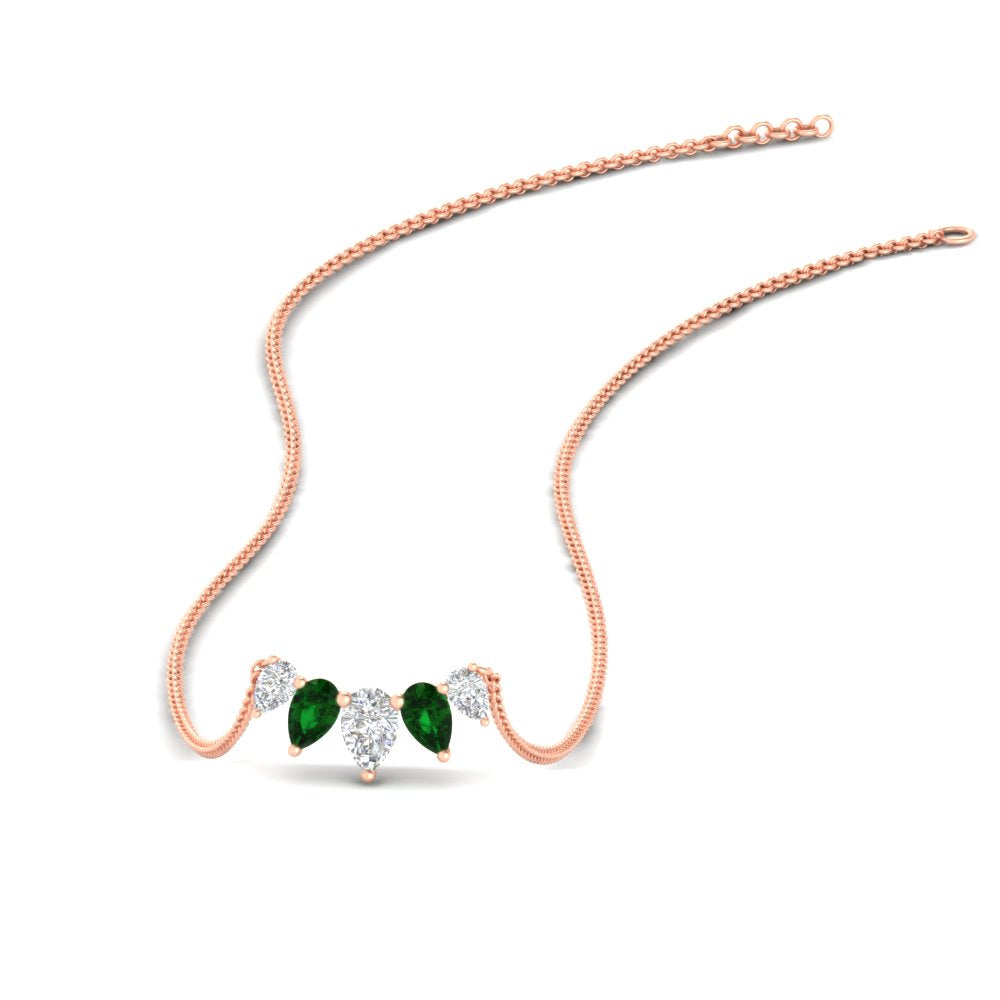 0.75 Carat 5 Stone Pear Shaped Diamond Necklace