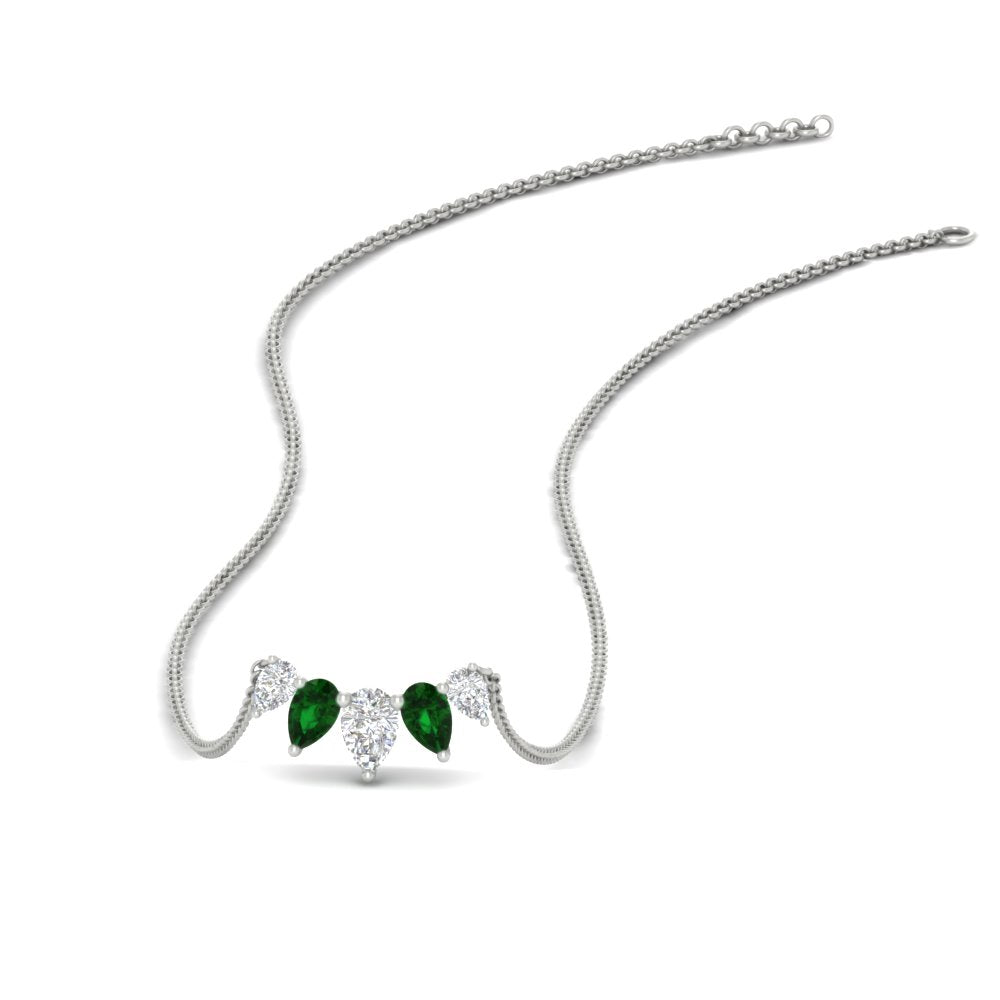 0.75 Carat 5 Stone Pear Shaped Diamond Necklace