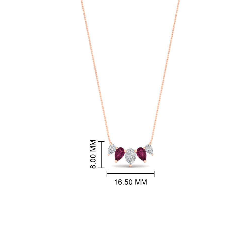 0.75 Carat 5 Stone Pear Shaped Diamond Necklace
