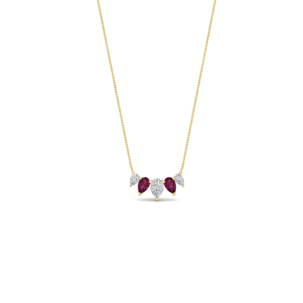 0.75 Carat 5 Stone Pear Shaped Diamond Necklace