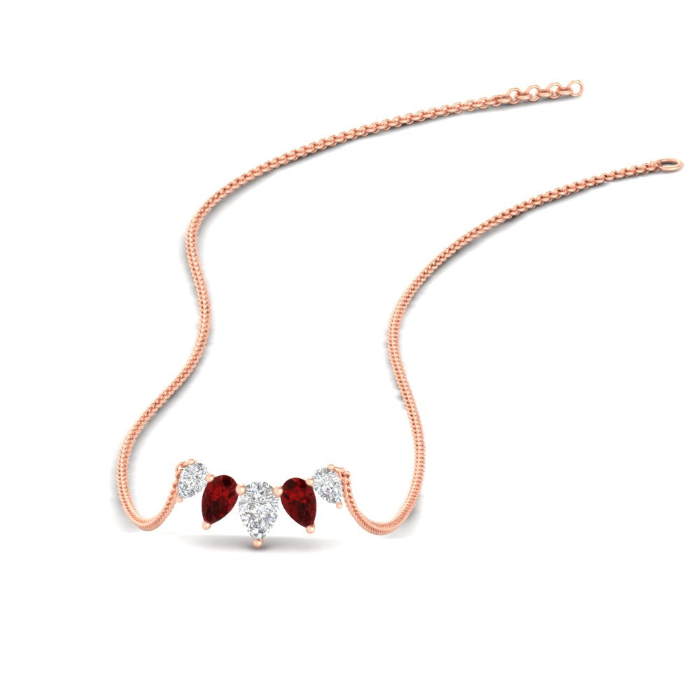 0.75 Carat 5 Stone Pear Shaped Diamond Necklace