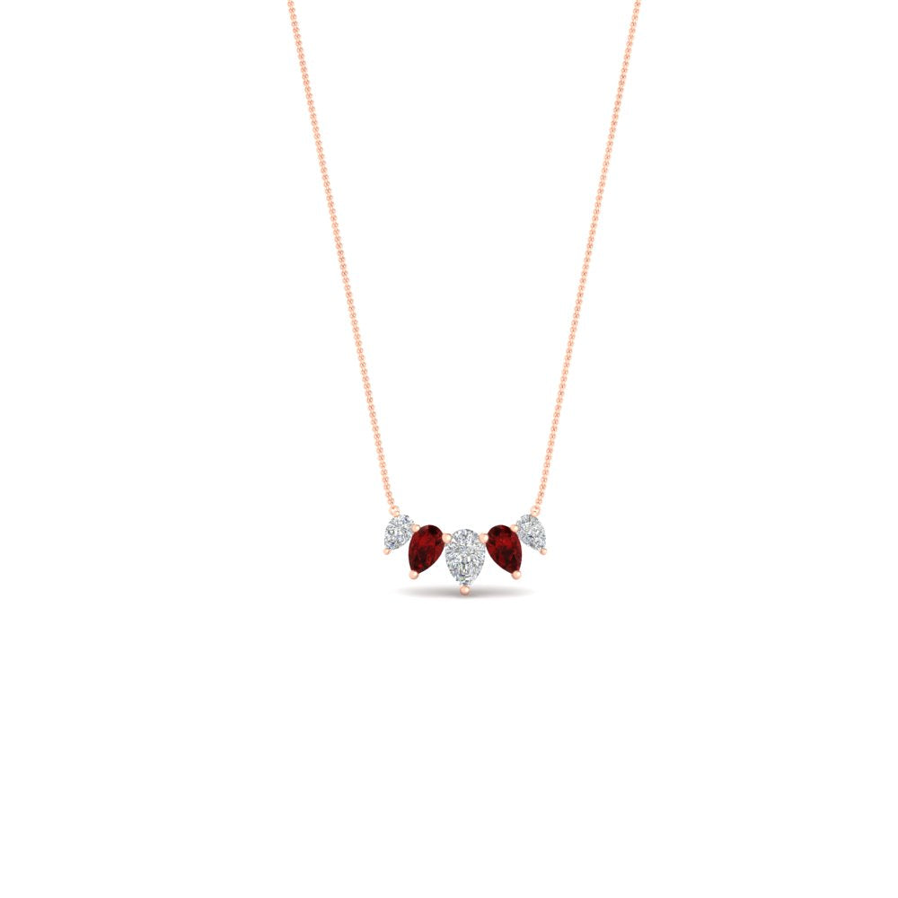 0.75 Carat 5 Stone Pear Shaped Diamond Necklace