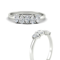 0.75 Carat 5 Stone Wedding Band Diamond Teardrop