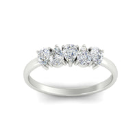 0.75 Carat 5 Stone Wedding Band Diamond Teardrop