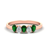 0.75 Carat 5 Stone Wedding Band Diamond Teardrop