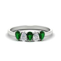 0.75 Carat 5 Stone Wedding Band Diamond Teardrop