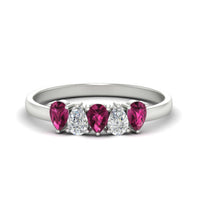 0.75 Carat 5 Stone Wedding Band Diamond Teardrop