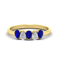 0.75 Carat 5 Stone Wedding Band Diamond Teardrop