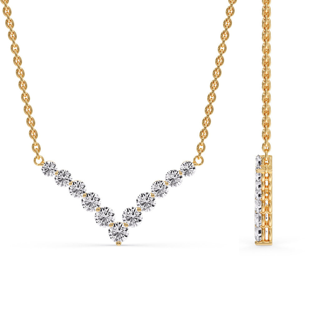 Round Graduated V-Necklace