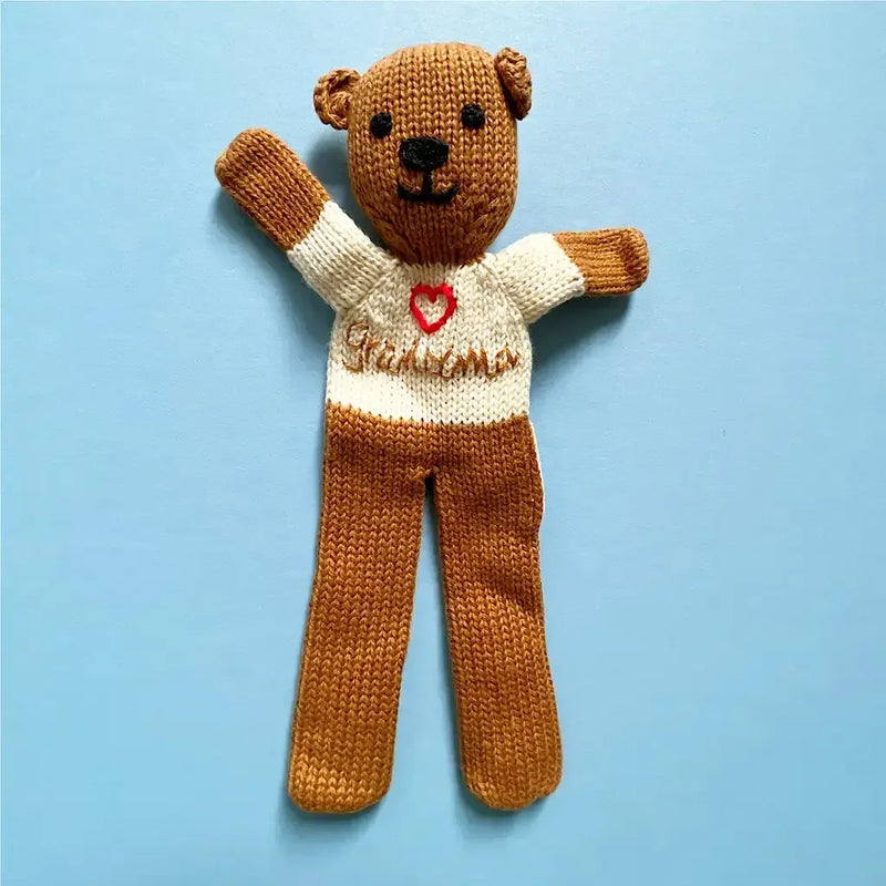 Handknit organic cotton Grandma Teddy Bear - BIG FRENCHIES
