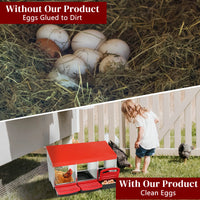 3 Compartment Roll Out Chicken Nesting Box with Plastic Basket, Egg Nest Box Chicken Laying Box Hens Chicken Coop Box, R