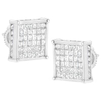 10K White Gold 2ct TDW Princess-Cut Composite Diamond Stud Earring (I-J ,I2-I3)