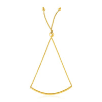 14k Yellow Gold Smooth Curved Bar Lariat Design Bracelet