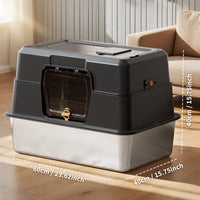 2025 Must-Buy Fully Enclosed Stainless Steel Cat Litter Box, Odor-Proof, Anti-Splash, Spacious For Large Cats