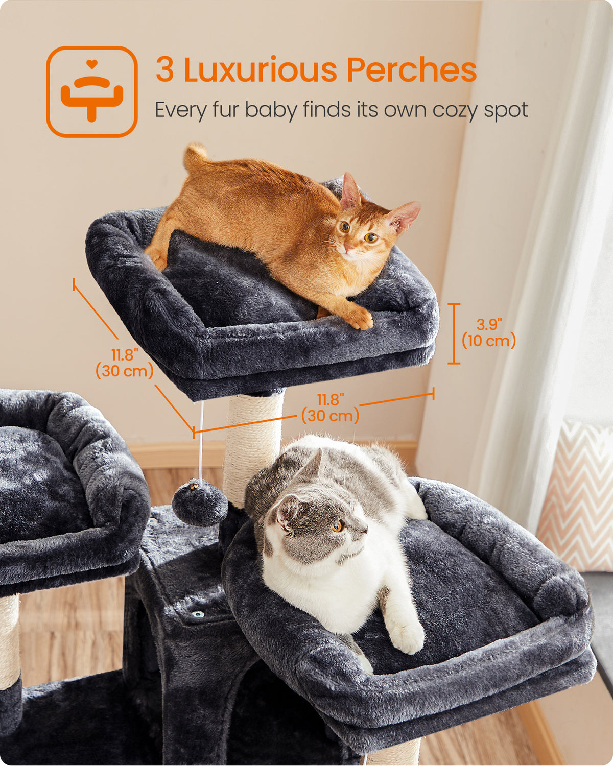 Cat Tree, 67.7 Inches Large Tower, Cat Condo