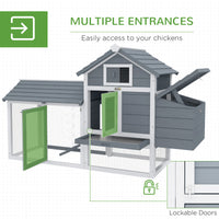 59" Small Wooden Chicken Coop Hen House Poultry Cage for Outdoor Backyard with 2 Doors, Nesting Box and Removable Tray, 