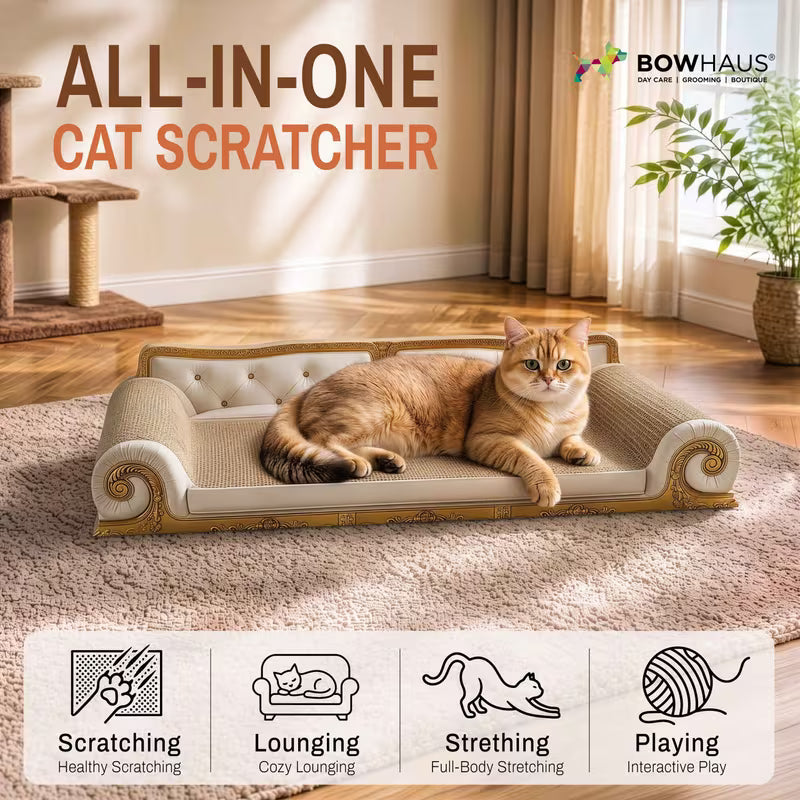 27.5" Cat Couch Scratcher Bed – Corrugated Cardboard Lounge Sofa for Indoor Cats