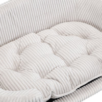 Elevated Dog Bed Frame for Small Dog, Corduroy Pet Couch Bed with Rubber Wood Legs and Supportive Foam, Beige , Easy Ass