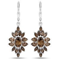 16.36 Carat Genuine Smoky Quartz .925 Sterling Silver 3 Piece Jewelry Set (Ring, Earrings, and Pendant w/ Chain)