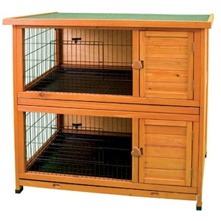 Ware Premium Plus Double Decker Rabbit Hutch - Two-Story Fir Wood Hutch for Multiple Small Pets, 41 Inch High
