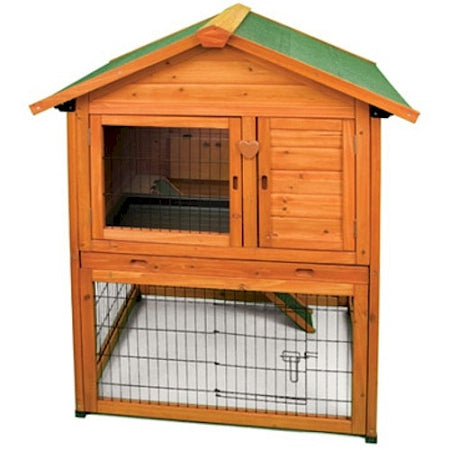 Ware Premium Plus Bunny Barn - Two-Level Outdoor Rabbit Hutch with Nest Box and Enclosed Pasture, 47 Inch High