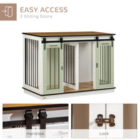 47in Dog Crate Furniture with Divider Panel, Wooden Dog Kennel TV Stand for Large Breeds, Pet House Side Table for 2 Sma