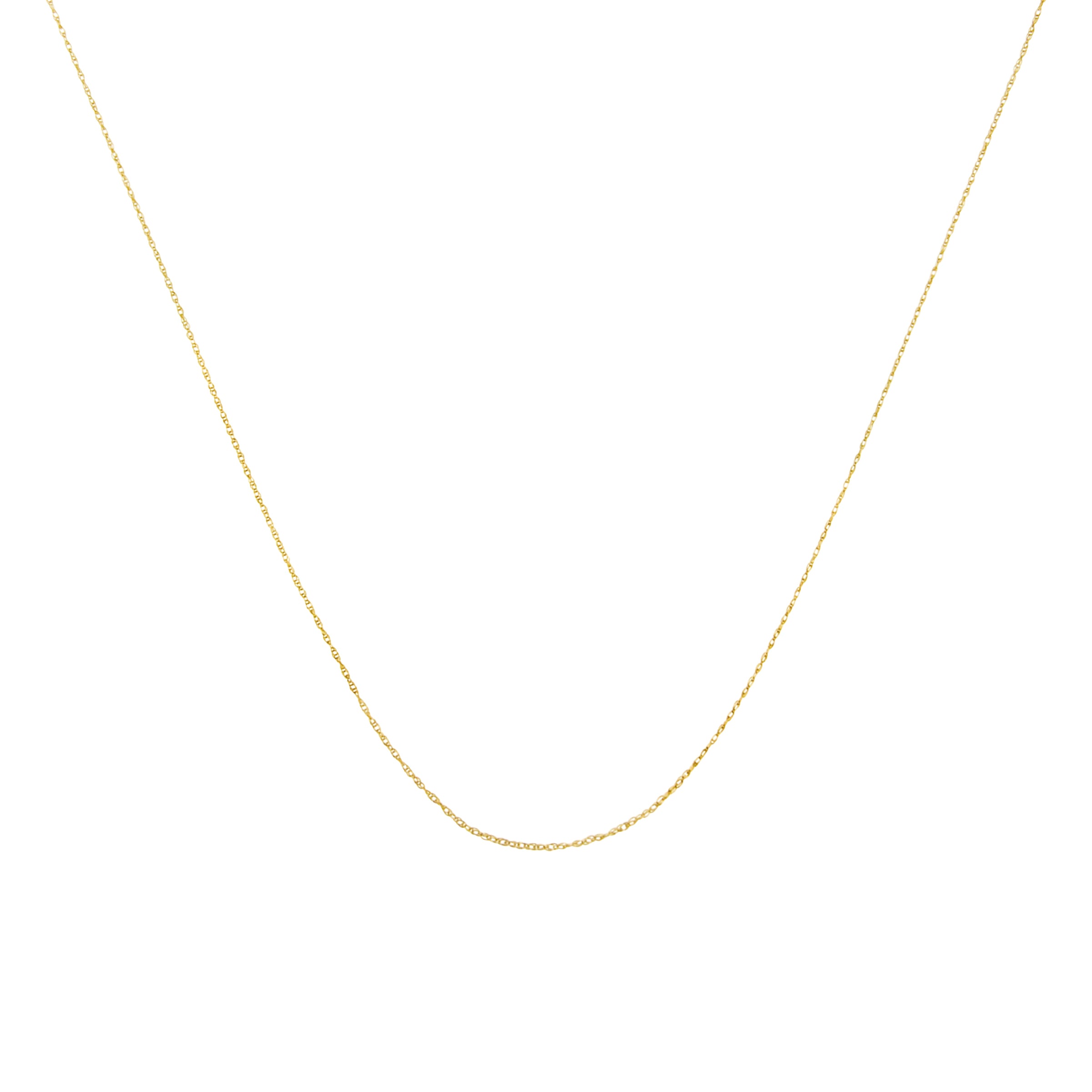 Solid 10K Yellow Gold 0.5mm Slim and Dainty Unisex 18" Rope Chain Necklace