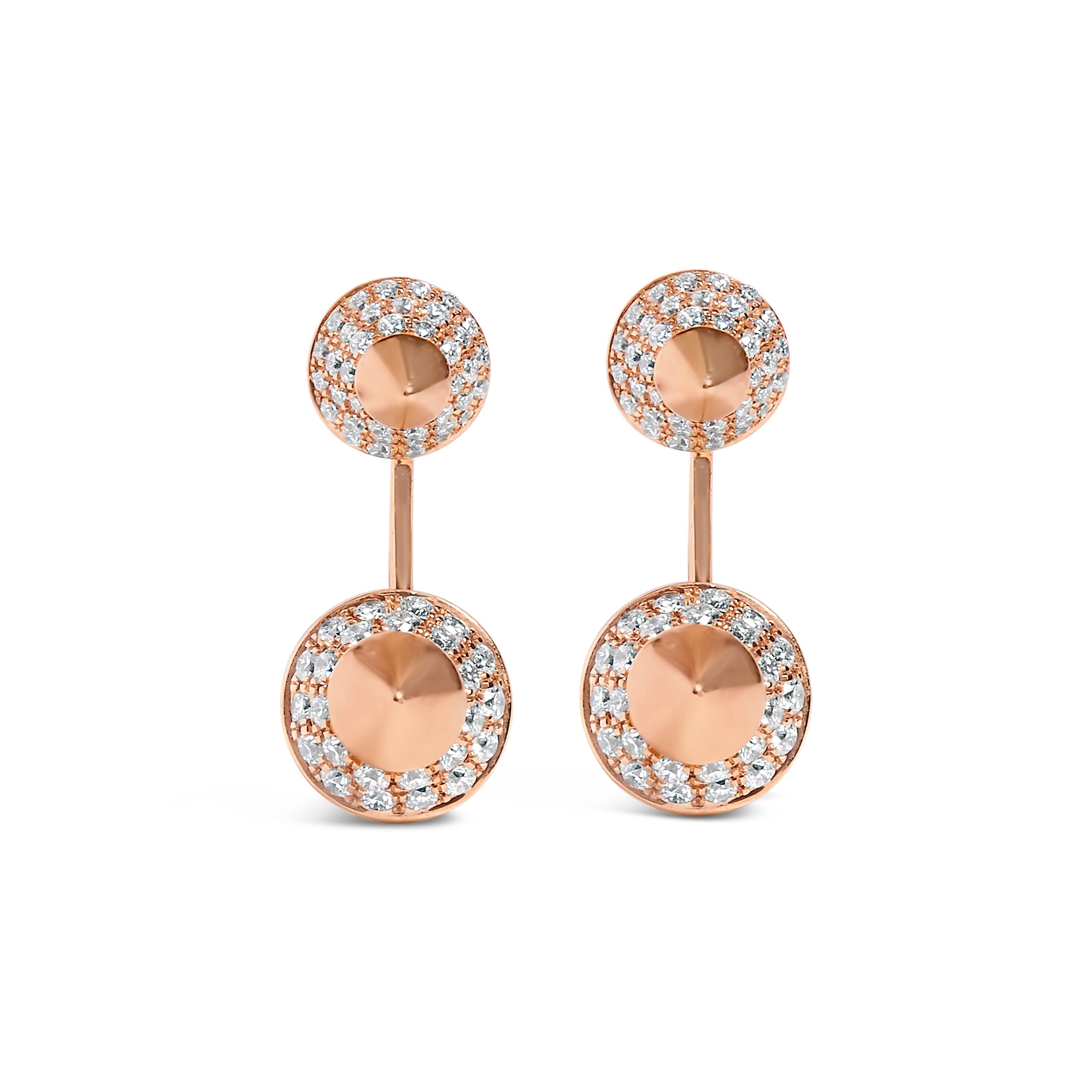 14K Rose Gold 1.00 Cttw Diamond Double Cone Jacket Stud Earring (G-H Color, SI1-SI2 Clarity)