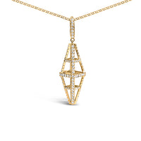 14K Yellow Gold 1.0 Cttw Diamond Studded Geometric Double Pyramid 18" Pendant Necklace (G-H Color, SI1-SI2 Clarity)