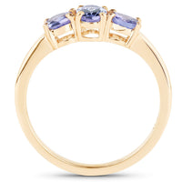 18K Yellow Gold Plated 0.90 Carat Genuine Tanzanite .925 Sterling Silver Ring