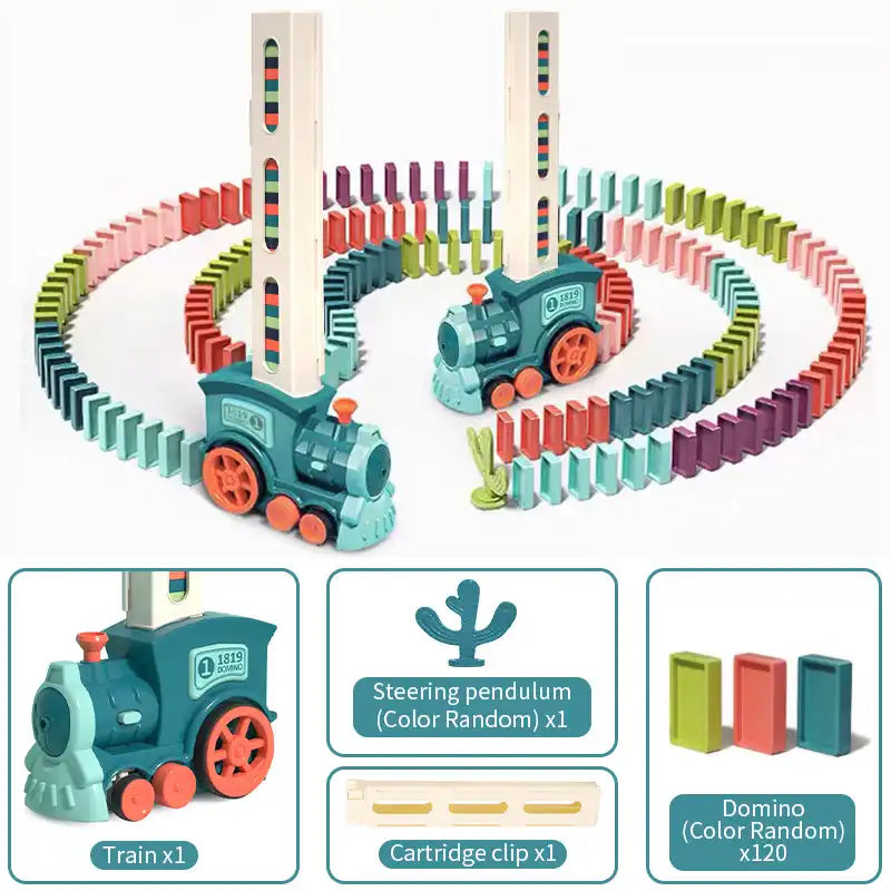 MEACAOFG Dominoes Train Fun Automatic Placement Stand-up Electric Train Educational Children's Toy Car Kids Games Domino Train Toys