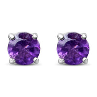 .925 Sterling Silver 3.5 MM Created Round Red Garnet Solitaire Stud Earrings